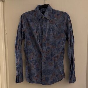 JCREW Floral Blue and Brown Men's Shirt